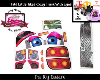 The Toy Restore Personalized Replacement Stickers fits Little Tikes Cozy Coupe Truck With Eyes on Dash Princess Decals