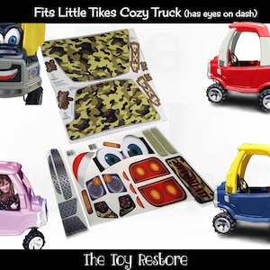 Camo Decals Replacement Stickers for Older Little Tikes Cozy Truck with Eyes on Dash Full Set