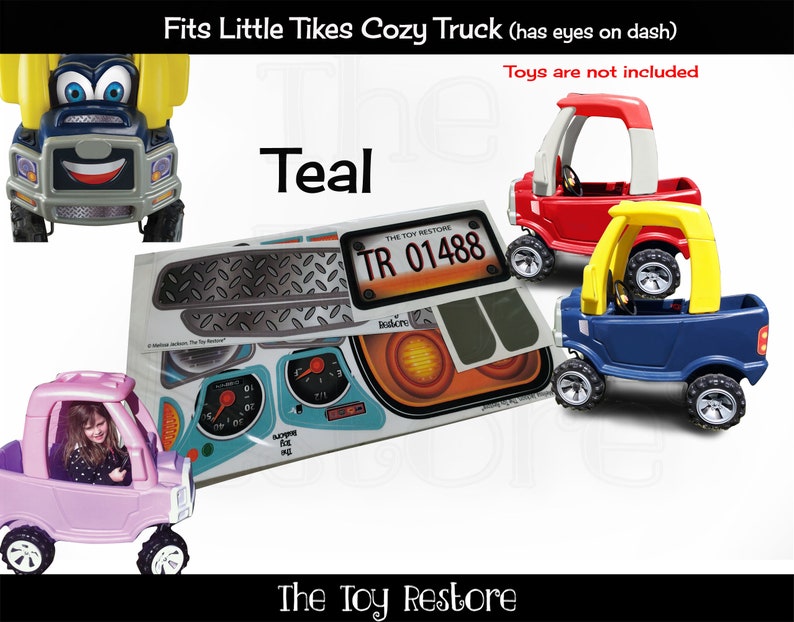 The Toy Restore Replacement Stickers fits Little Tikes Cozy Truck With Eyes on Dash Boy Teal