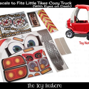 The Toy Restore Replacement Stickers for Little Tikes Cozy Truck with Eyes on Dash Fire Decals