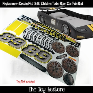 Toy Restore交換用ステッカーはDelta Children's Turbo Race Car Bedに適合します