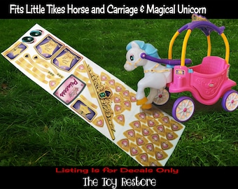 The Toy Restore Princess decals Replacement Stickers for Little Tikes Horse and Carriage Magic Unicorn Ride-on Toy