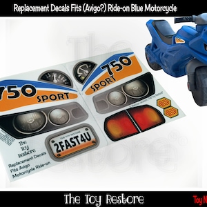 Replacement Stickers fits Avigo? Motorcycle Ride-on Blue Motorbike Bike Toy