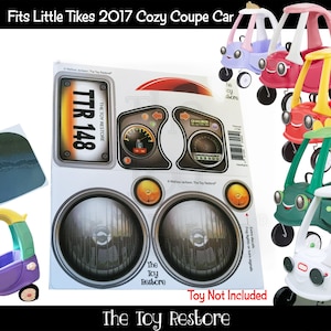 The Toy Restore Replacement Stickers fits 2017 Little Tikes Custom Cozy Coupe Car Headlight Decals design