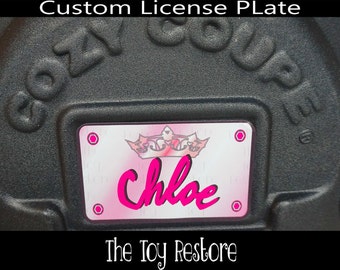 Pink Princess Crown Custom License Plate : New Replacement Decals Stickers for Little Tikes Tykes Cozy Coupe Car