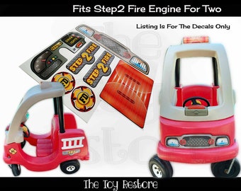 Toy Replacement Decals Stickers fits Step2 Fire Truck Engine for Two 2 Firetruck Ride-on