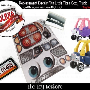 Personalized Replacement Stickers for 2017 Little Tikes Tykes Custom Cozy Truck with Blue Eyes as Headlights