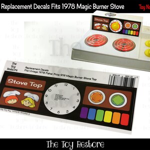 Stickers de rechange Toy Restore pour Fisher Price 919, ensemble de cuisine, brûleur, cuisinière, vintage 1978