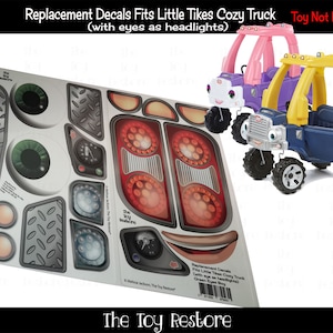 The Toy Restore Replacement Stickers fits Little Tikes 2017 Cozy Truck with Green Eyes as headlights