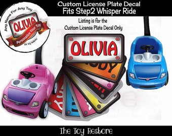 Toy Restore Custom License Plate Decal Replacement Stickers fits Step2 Whisper Ride Ride-on Car