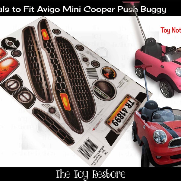 Die Toy Restore Ersatzaufkleber passen zu Avigo Austin Mini Cooper Push Buggy Buggy Kinderwagen-Set