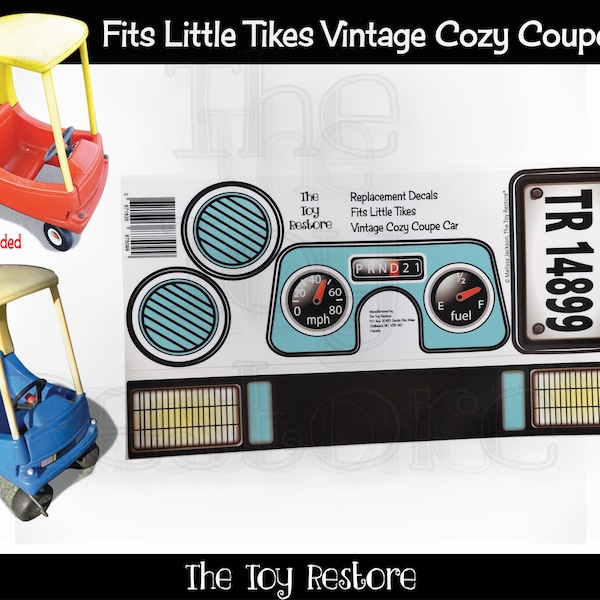 The Toy Restore Replacement Decals Stickers fits Little Tikes Original Coupe Car Teal Blue