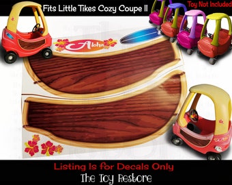 Wood Panel Custom Decals Replacement Stickers for Little Tikes Cozy Coupe II Ride On Car Surfer Surf