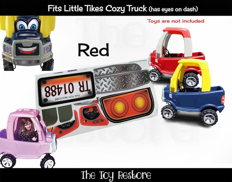 The Toy Restore Replacement Stickers fits Little Tikes Cozy Truck With Eyes on Dash Boy Red