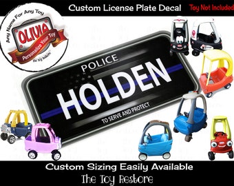 Custom License Plate Decal Replacement Stickers fits Little Tikes Tykes Cozy Coupe Car Police 1