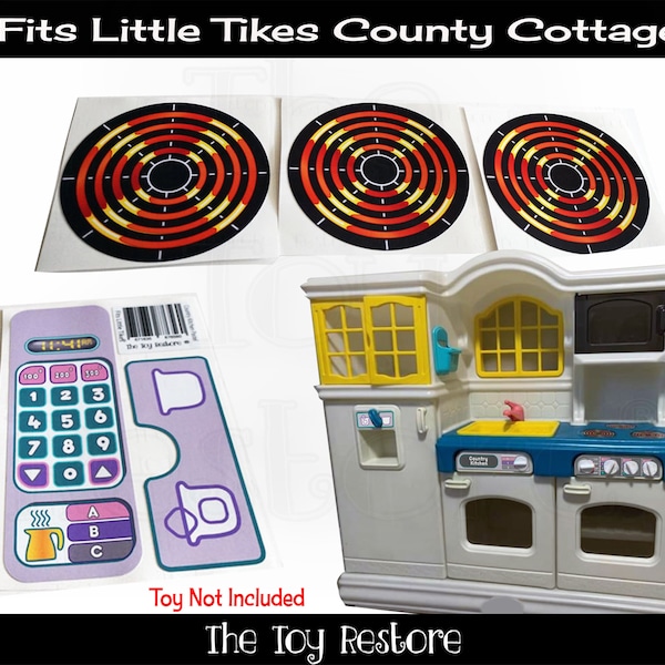 The Toy Restore Replacement Stickers fits Little Tikes Tykes Country Kitchen Decals Pastel Set