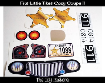 The Toy Restore Sheriff Decals Replacement Stickers fits Little Tikes Tykes Cozy Coupe II Ride On Car (No Eyes)