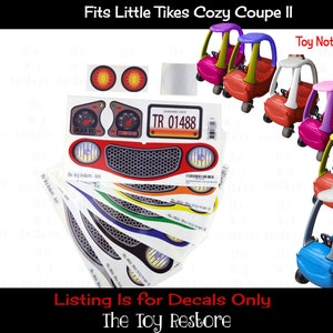 The Toy Restore Replacement Stickers fits Little Tikes Tykes Custom Cozy Coupe II Car (without Eyes) Mulitcolor Choice