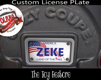 America Custom License Plate Decal Replacement Stickers fits Little Tikes Tykes Cozy Coupe Car