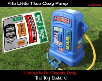 The Toy Restore Replacement Stickers for Little Tikes  Gas Pump Custom Cozy Coupe Petrol Vintage Retro Style