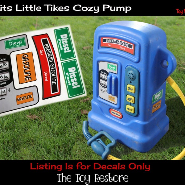 The Toy Restore Replacement Stickers for Little Tikes  Gas Pump Custom Cozy Coupe Petrol Vintage Retro Style