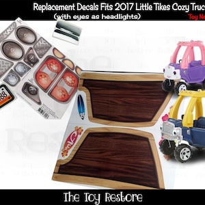 Wood Panel Custom Decals Replacement Stickers for Little Tikes 2017 Cozy Coupe Truck With Eyes Boy  Surfer Surf