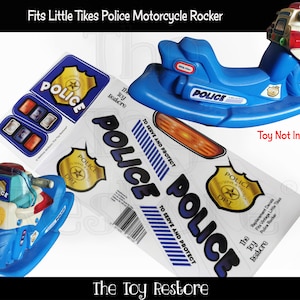 Naklejki zastępcze Toy Restore pasują do Little Tikes Police Rocker Toddler Ride-on Motorcycle