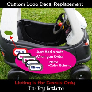 Toy Restore ロゴプレートデカール交換用ステッカーは、Little Tikes カスタムコージークーペカートラックに適合します。