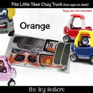 The Toy Restore Replacement Stickers fits Little Tikes Cozy Truck With Eyes on Dash Boy Orange