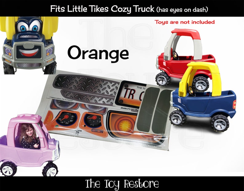 The Toy Restore Replacement Stickers fits Little Tikes Cozy Truck With Eyes on Dash Boy Orange