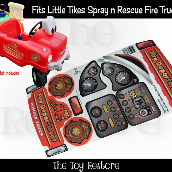 The Toy Restore Replacement Decals Stickers fits Little Tikes Spray and Rescue Firetruck Ride-on