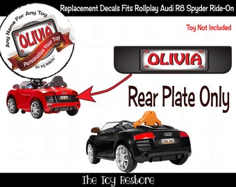 The Toy Restore Rear Custom License Plate Stickers Fits Rollplay Audi R8 Spyder 6-Volt Battery-Powered Ride-On