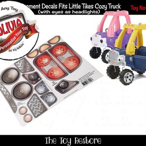 Personalized Replacement Stickers for 2017 Little Tikes Tykes Custom Cozy Truck (with Eyes as Headlights)
