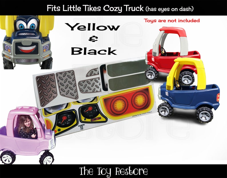 The Toy Restore Replacement Stickers fits Little Tikes Cozy Truck With Eyes on Dash Boy Yellow & Black