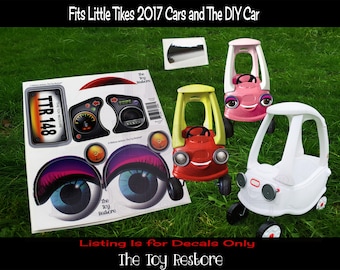The Toy Restore Replacement Stickers fits 2017 Little Tikes  Cozy Coupe Car Girl Blue Eyes