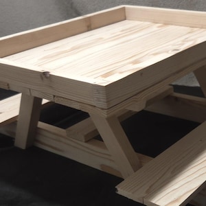Wooden Mini Picnic Table with Raised Tray - Rustic Decor &quot;Chicnic&quot; Table