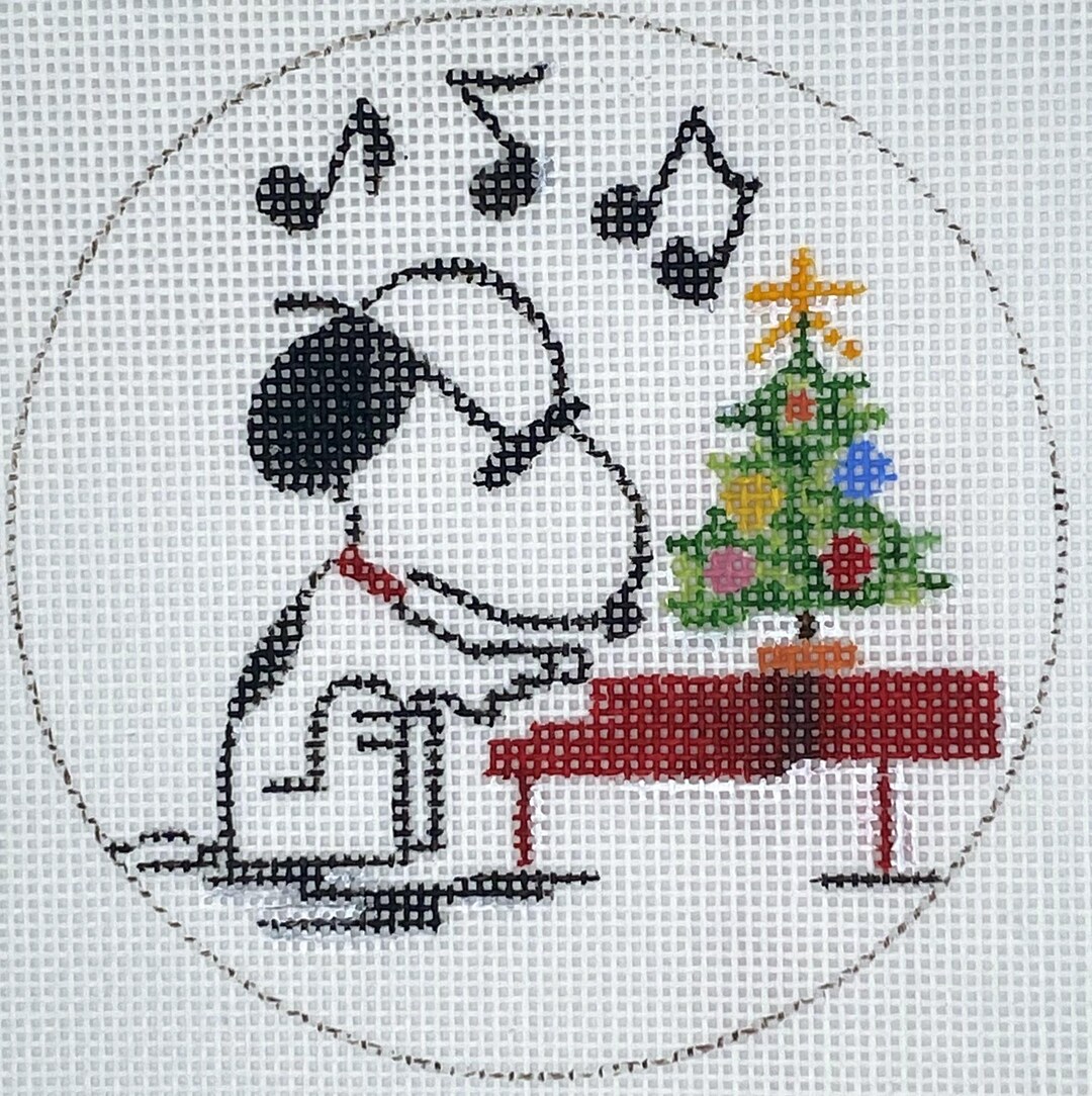 Snoopy Playing the Piano Hand Painted Needlepoint Ornament Canvas - Etsy