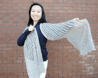 Patrón de tejido de chal de encaje de San Valentín, sin cuentas