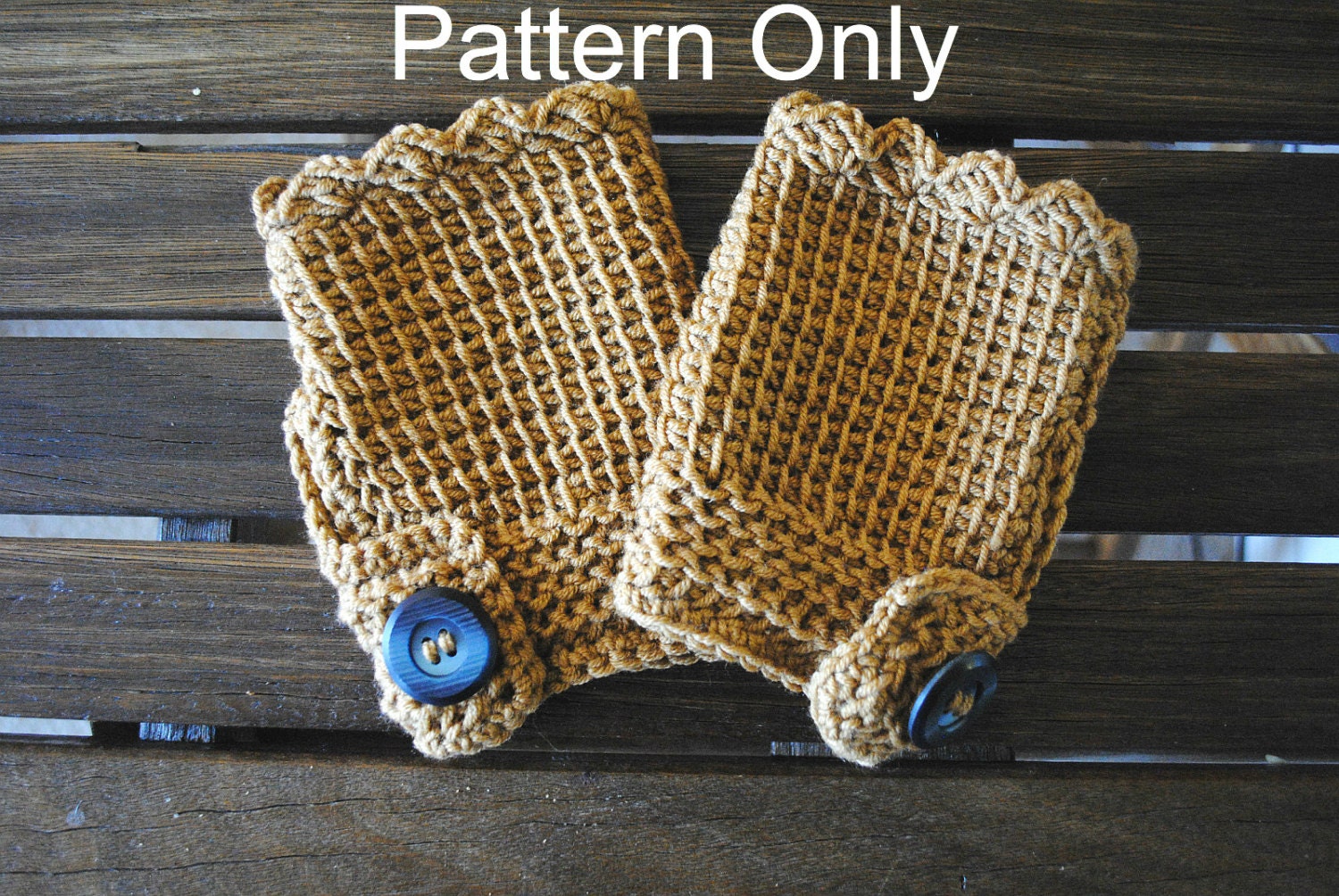Pattern of Sweet Waffle Fingerless Mittens: Pair of Buttoned Tunisian  Crochet Mitts. Classic, Beautiful and Practical. 