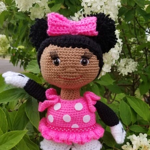 Amigurumi Pink Polka Dots Girl Crochet Doll Pattern, Pinkie Doll- Instant PDF Download