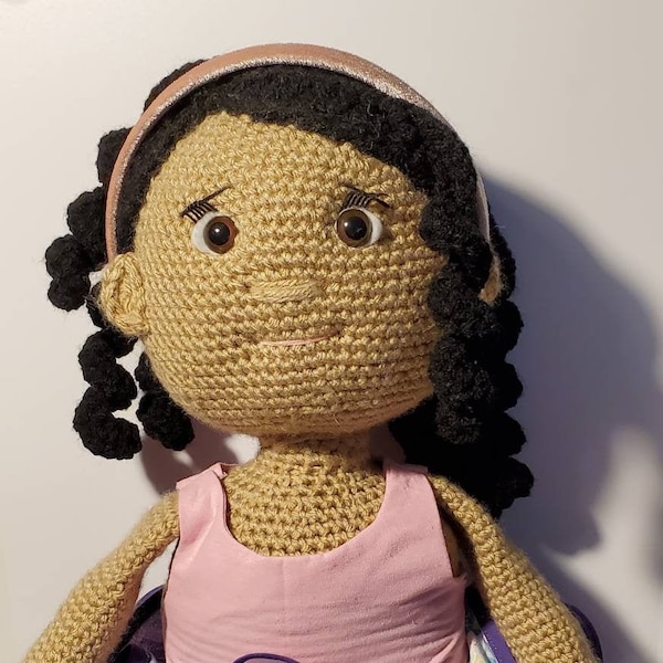 Crochet Doll Pattern, 15 Inch, Amigurumi Brown Doll, Universal Versatile, Jenna- Instant PDF Download