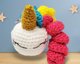 Unicorn Keychain or Back Charm Crochet Pattern, PDF Digital Download