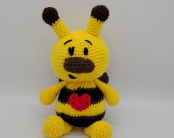 Stuffed Bumblebee Valentine's Plush, Worker Bee Ben, Crocheted Animal Toy