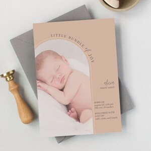 Cartes d'annonce de naissance de bébé fille, annonces de nouveau-né imprimables, ARC