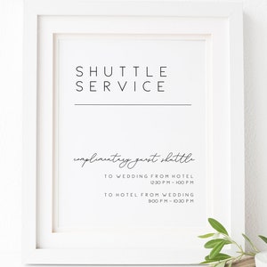 Wedding Shuttle Service | Personalized Transportation Itinerary Printable Cards | Out of Town Wedding Welcome Bag | Modern Script | WSG