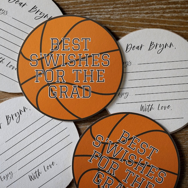 Basketball Theme Graduation Party Printable Guestbook Cards, Best S'wishes for the Graduate, BSKT