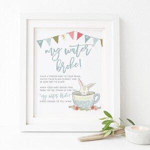 My Water Broke Game, Bunny Baby Shower Printable Sign, BNY