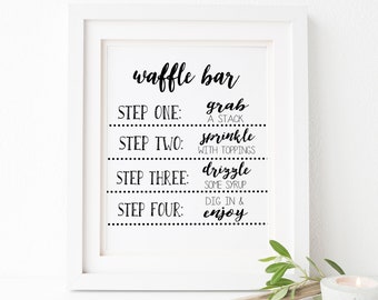 Waffle Bar Sign, Pancakes Sign, Teacher Appreciation, Bridal Brunch Sign, Lumberjack Party, Wedding, Sweet Sixteen, Birthday Printable