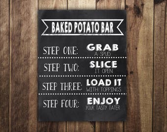 Baked Potato Bar Sign, Make Your Own Baked Potato, St Patricks Day Party, Wedding Reception, Irish, Birthday Party, Graduation Food, CBN