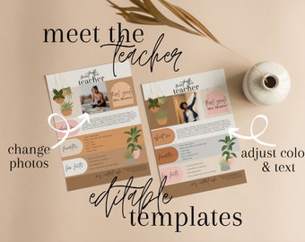 Conoce la plantilla de profesor, plantilla editable de Canva, BHP